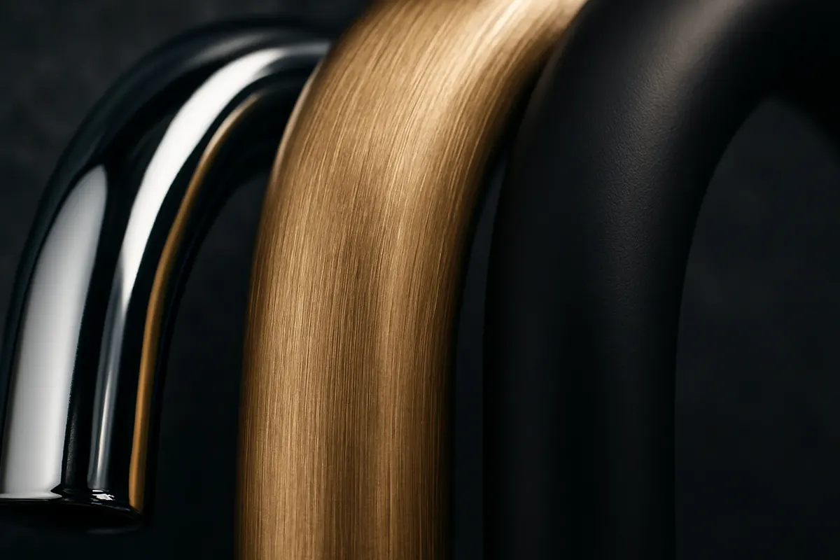 انواع روکش شیرآلات شامل کروم، طلایی و مشکی مات