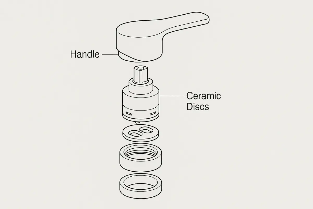 نمای داخلی و کارتریج سرامیکی شیرآلات اهرمی