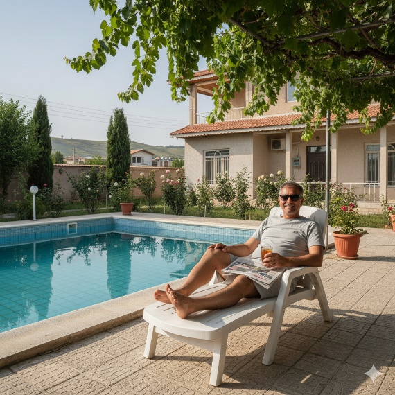 تخت کنار استخر