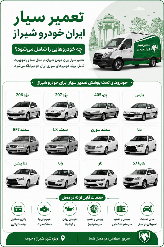 تعمیرکار سیار ایران خودرو شیراز